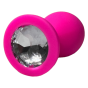 GDD Silikonowy korek analny z eleganckim kryształem sex gadżet Różowy r. M śr. 3,5 cm dł. 8 cm anal butt plug ass zatyczka do anusa 2.png
