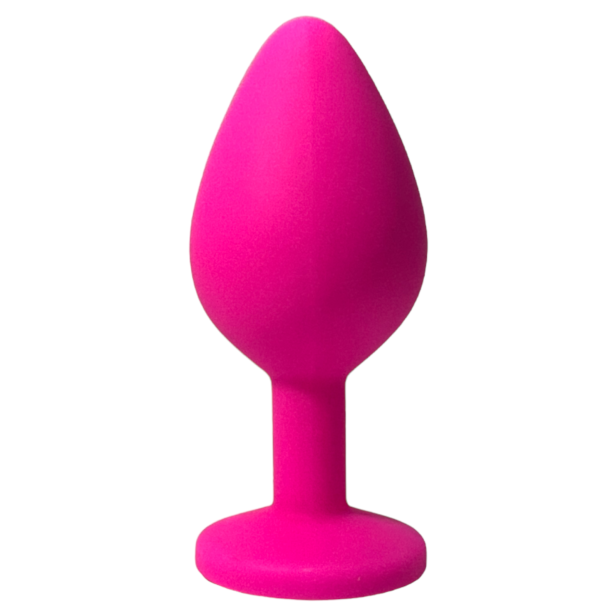 GDD Silikonowy korek analny z eleganckim kryształem sex gadżet Różowy r. M śr. 3,5 cm dł. 8 cm anal butt plug ass zatyczka do anusa 4.png