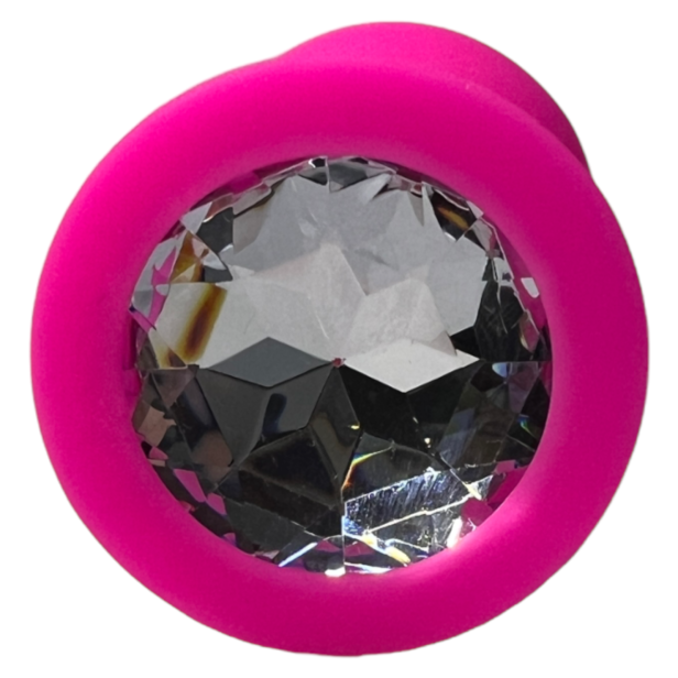 GDD Silikonowy korek analny z eleganckim kryształem sex gadżet Różowy r. M śr. 3,5 cm dł. 8 cm anal butt plug ass zatyczka do anusa 6.png