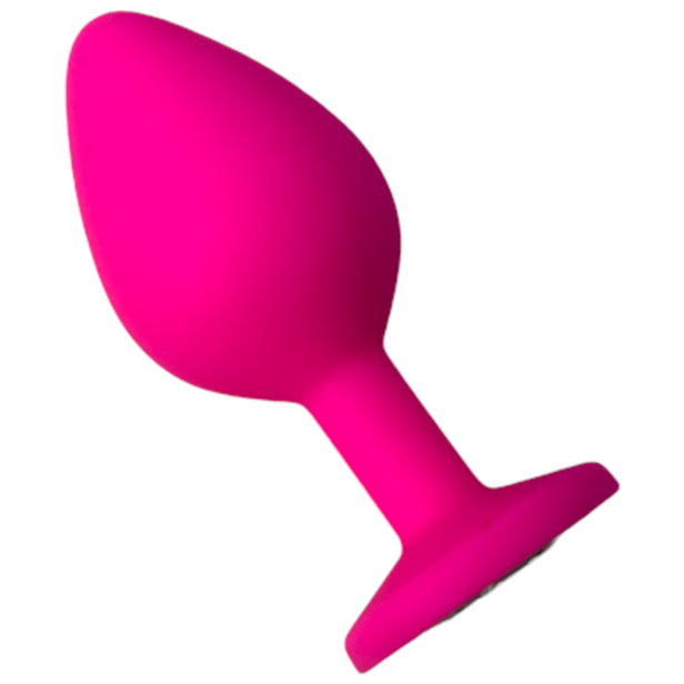 GDD Silikonowy korek analny z eleganckim kryształem sex gadżet Różowy r. M śr. 3,5 cm dł. 8 cm anal butt plug ass zatyczka do anusa 8.png
