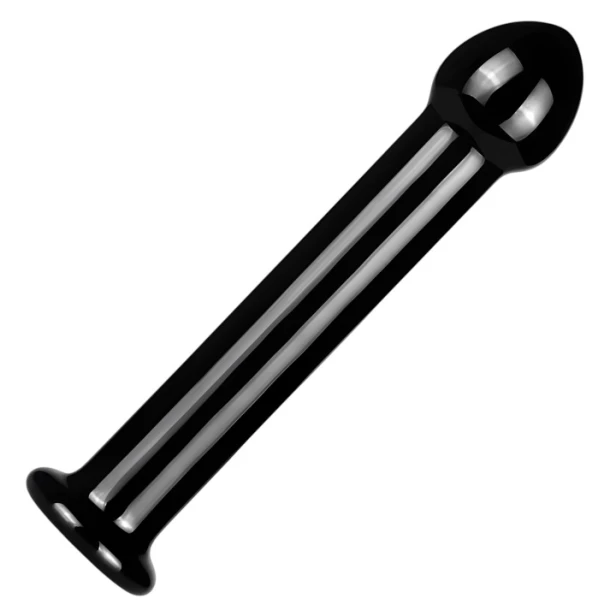 Czarne dildo szklane GDD 17 cm z szeroką podstawą